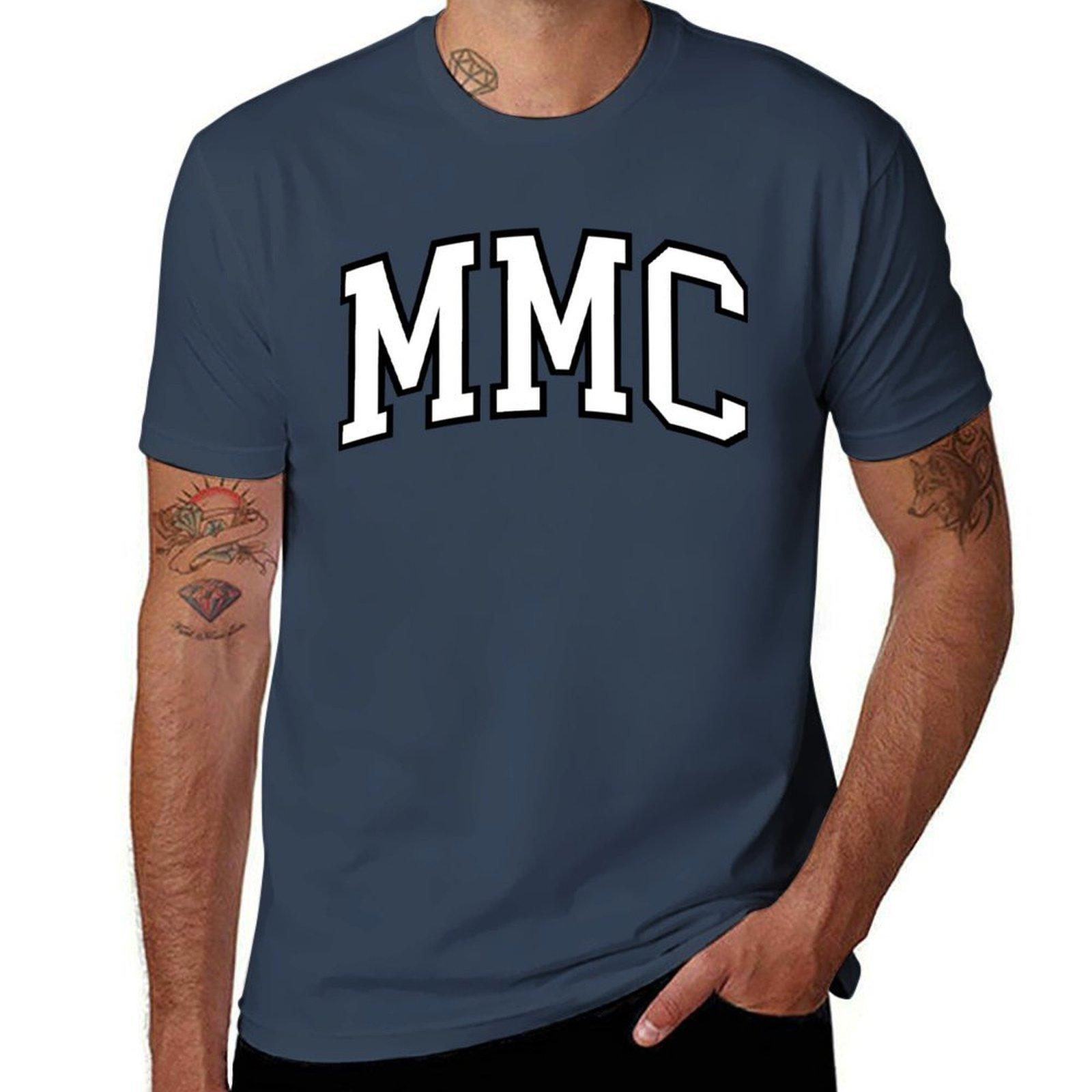 mmc college font curved TShirt Soft Stretch Short Sleeve Top S