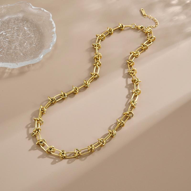 Fashionable And Minimalist Knotted Metal Necklace For Both Men's And Women's Hip-hop Punk Street Style Daily Jewelry Gifts