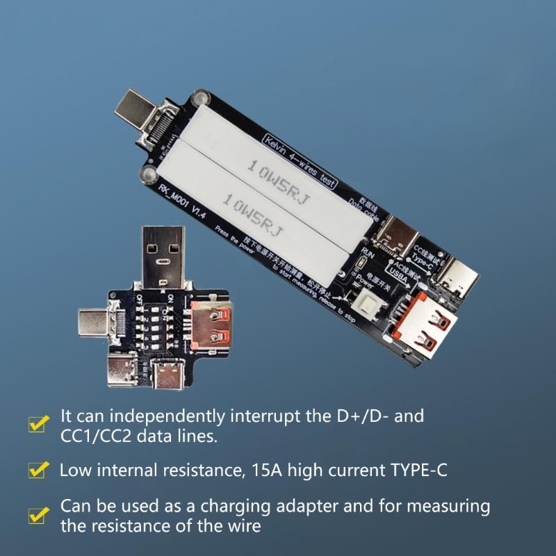 USB C Diagnostic Tool for Voltage and Current Measurement Wire Resistance Gauge Low Resistance High Efficiency Charging