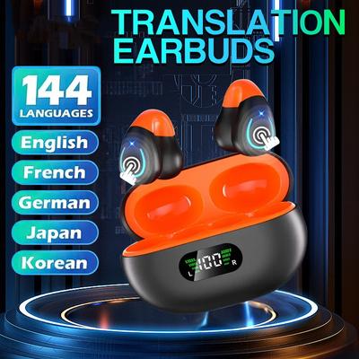 AI Translation Earphones, Ear Clip Sports Headphones High-definition Calls Without Delay Translatable 144 Languages Earbuds