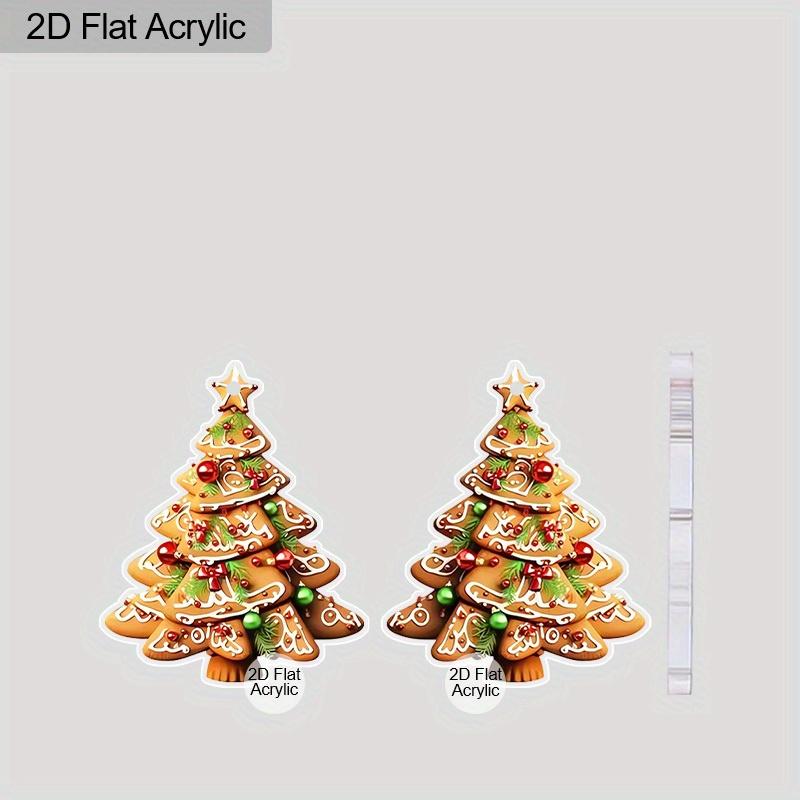 2D Flat Christmas Earrings for Women Cute Colorful Acrylic Christmas Tree Dangle Holiday Earrings Decoration Christmas Jewelry Gifts