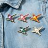 Colorful Hummingbird Enamel Pin Set, Delicate Flying Bird Brooches, Vibrant Nature-Inspired Metal Badges with Gold Trim