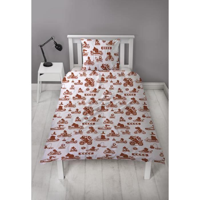 Parure De Lit Réversible - MARIO BROS - Mario - Microfibre - 1 Housse De Couette 140 X 200 Cm + 1 Taie 63 X 63 Cm