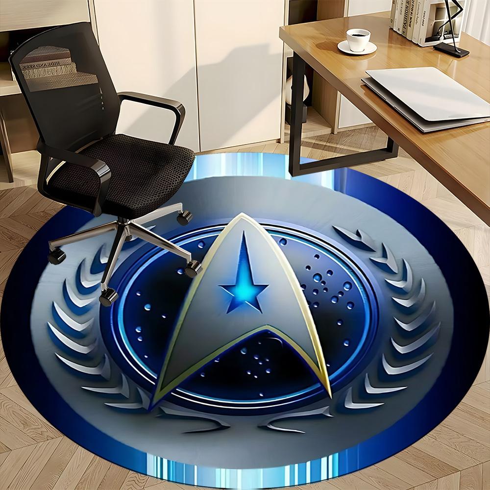 1pcStar Trek Office Round Area Rug, Indoor Mat Suitable For Office, Under Office Chairs Bedroom Living Room Home Decor, Room Deco