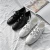 Fashion Women Solid Polka Dot Hollow Cross-Tied Sewing Lace-Up Woman Loafers Mules Mary Janes Ballet Dance Shoes Brogue Flats Summer