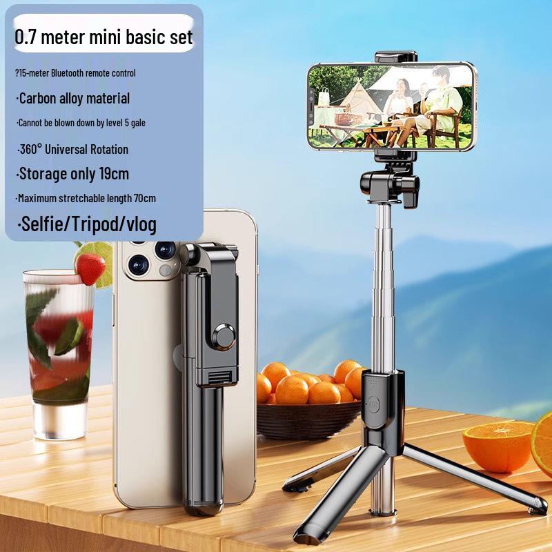 Portable Bluetooth Selfie Stick & Tripod with Remote Control - Foldable and Floor-standing