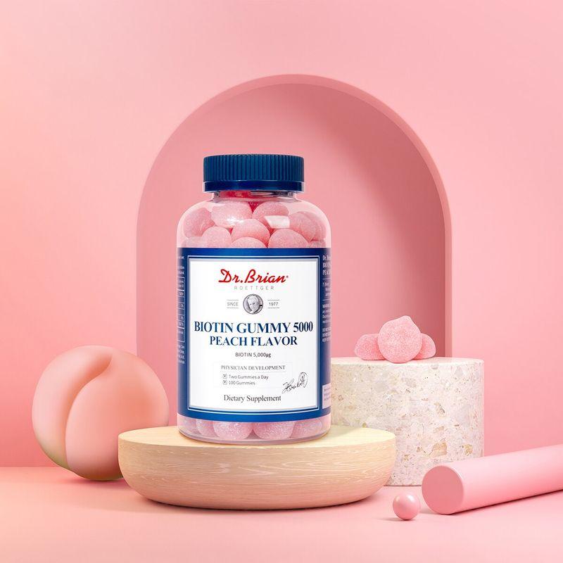 Dr. Brian Biotin Gummibärchen 5000, Pfirsichgeschmack, 100 Stück x 2