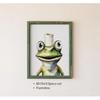 GMLXCX Funny Frog Bathroom Decor Wall Art, Cute Frog Sitting on Toilet Decor Art Poster, Funny Bathroom Sign Canvas Print Set of 3 (8''x10'',