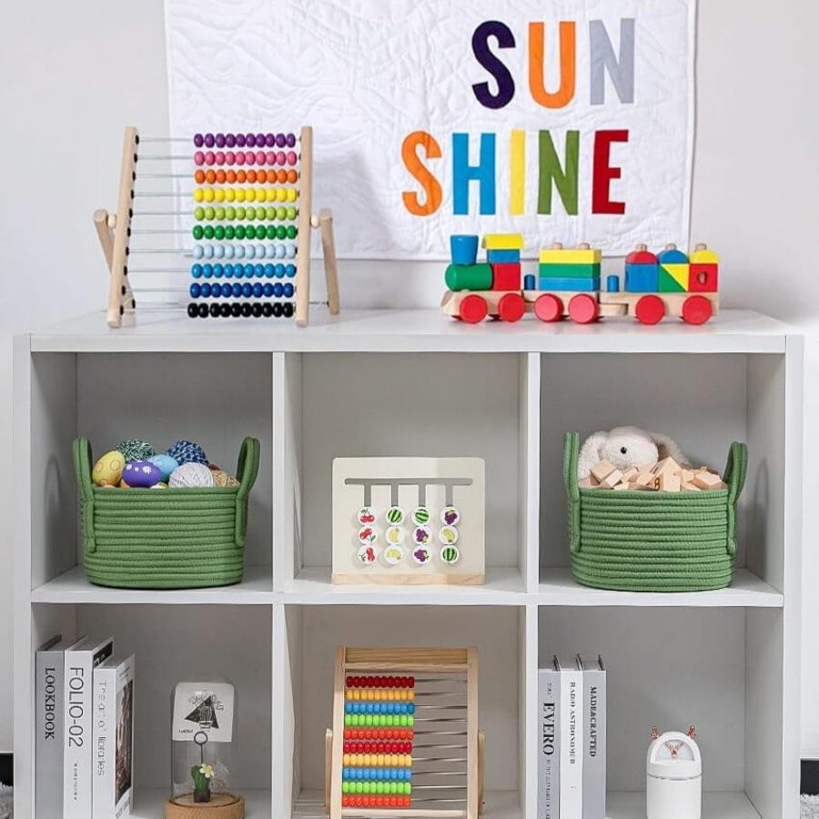 1Pc Cotton Thread Storage Basket Home Organization Storage Baby Children Toy Fabric Art Storage Cotton Rope Woven Laundry Basket Sundries Organizer