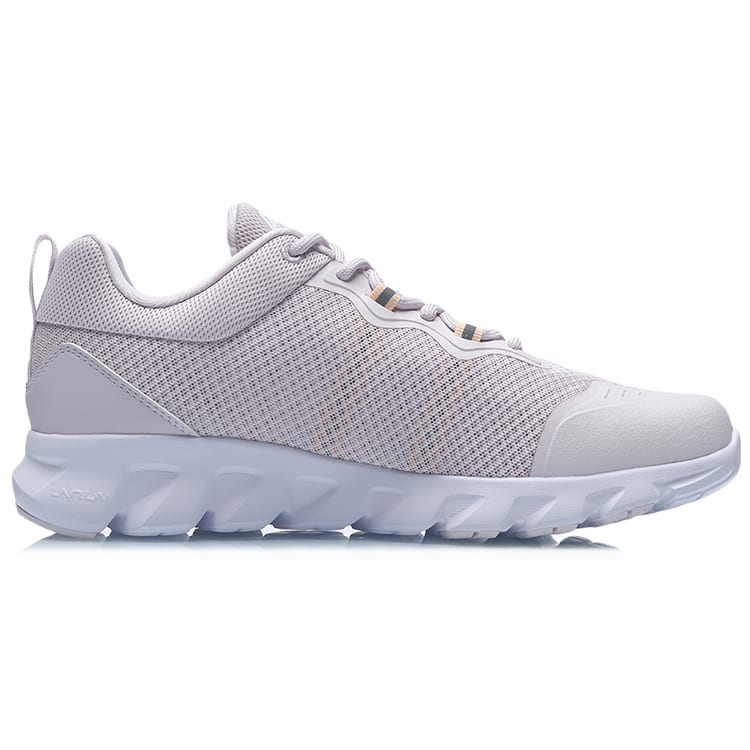 Li Ning Cushioning Breathable Low top Running Shoes Women's Light Gray Purple ARHR136-2
