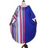 2022 African Plus Size Women's Vertical Stripe Print Sleeve Muslim Dress