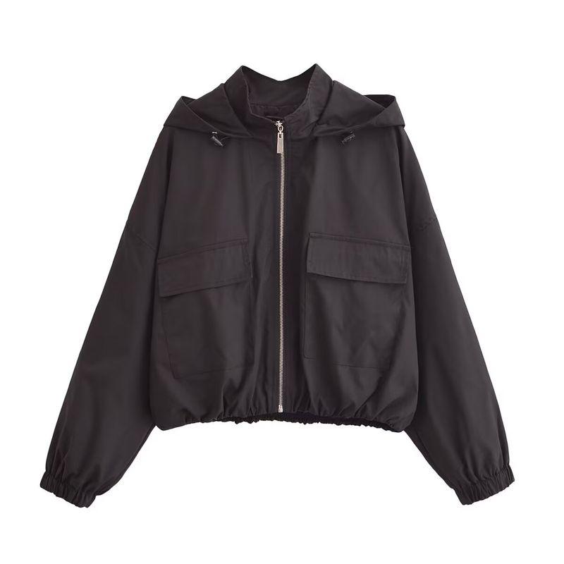

Kaslead New Arrival Women s Clothing Fashion Style Stylish Simple and Versatile Hooded Jacket Outwear 3046526 Black L