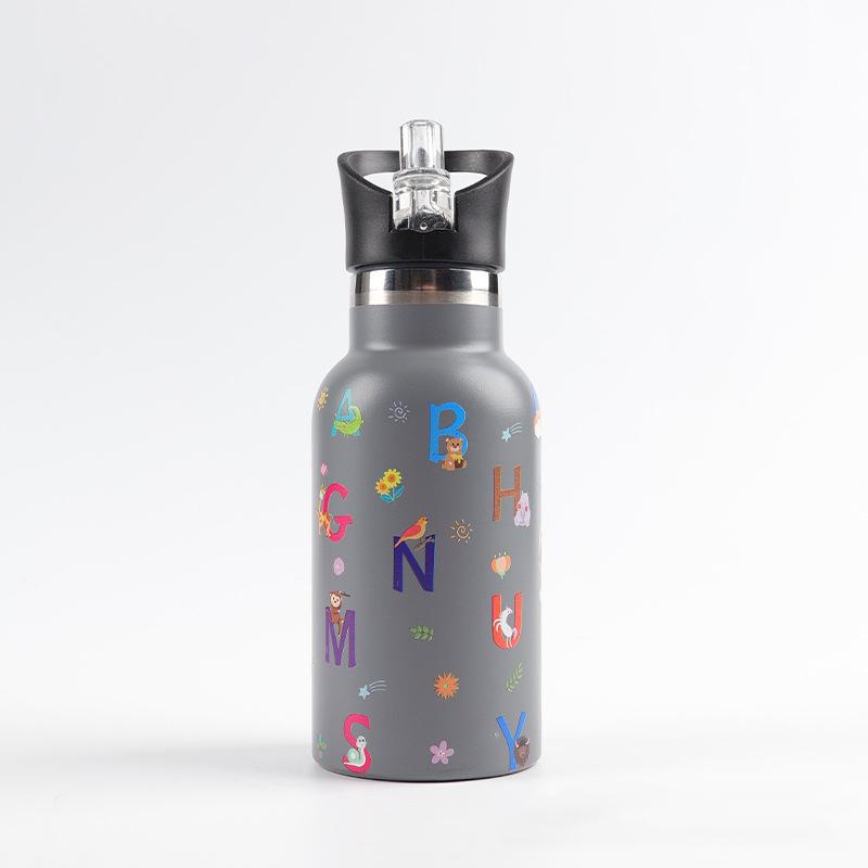 Stainless Steel Double-Wall 12 Oz 350 Ml Insulated Water Bottle Kids School Flasks with Modern Design Handgrip Travel Thermos
