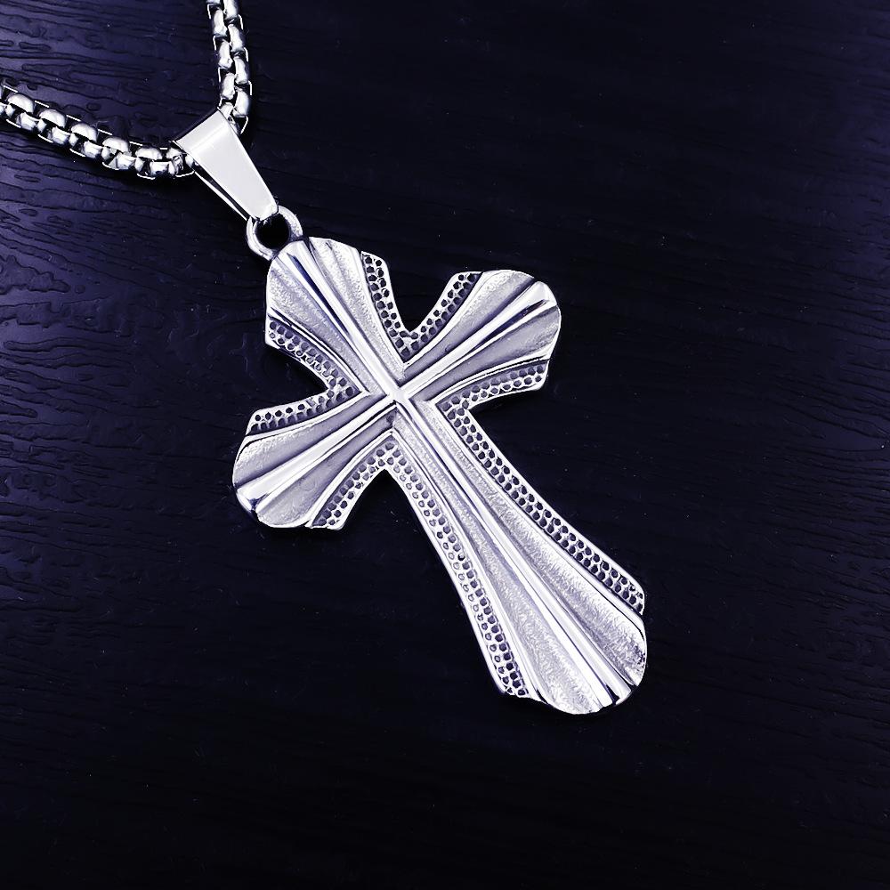 Necklace Flower Cross Frosted Pit Cross Vintage Men's Pendant