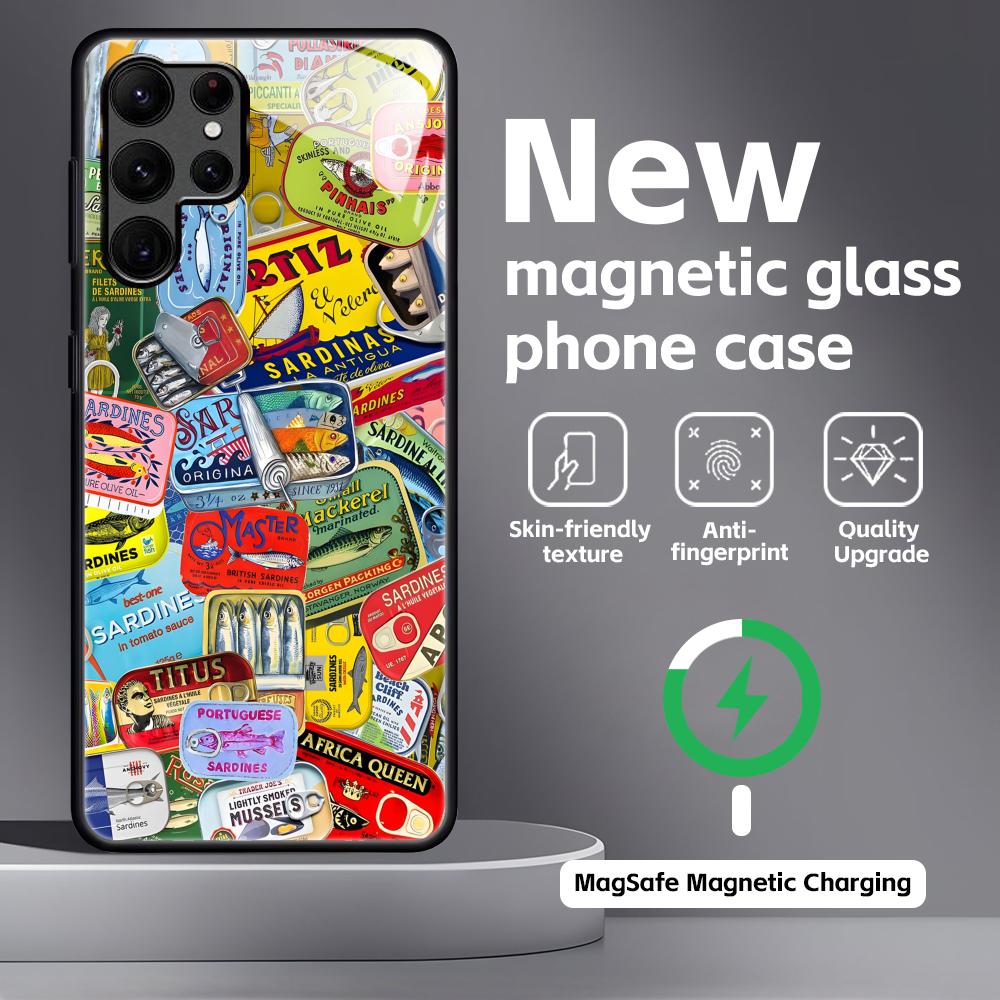 Sardines  Phone Case For Samsung S26 S25 S24 S23 S22 S21 Plus Ultra Note20 Glass Magnetic Case