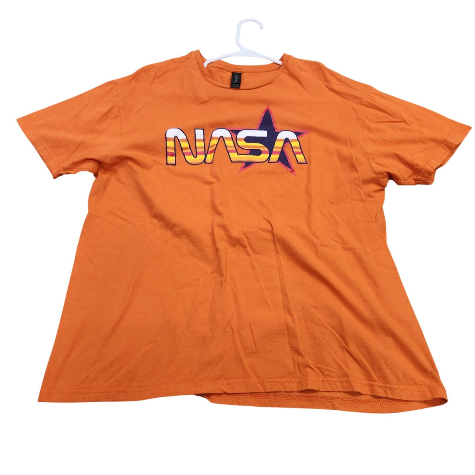 Gildan Shirt Mens XL Orange NASA Retro Logo Graphic Tee Softstyle Space Science Unisex T-Shirt XXL