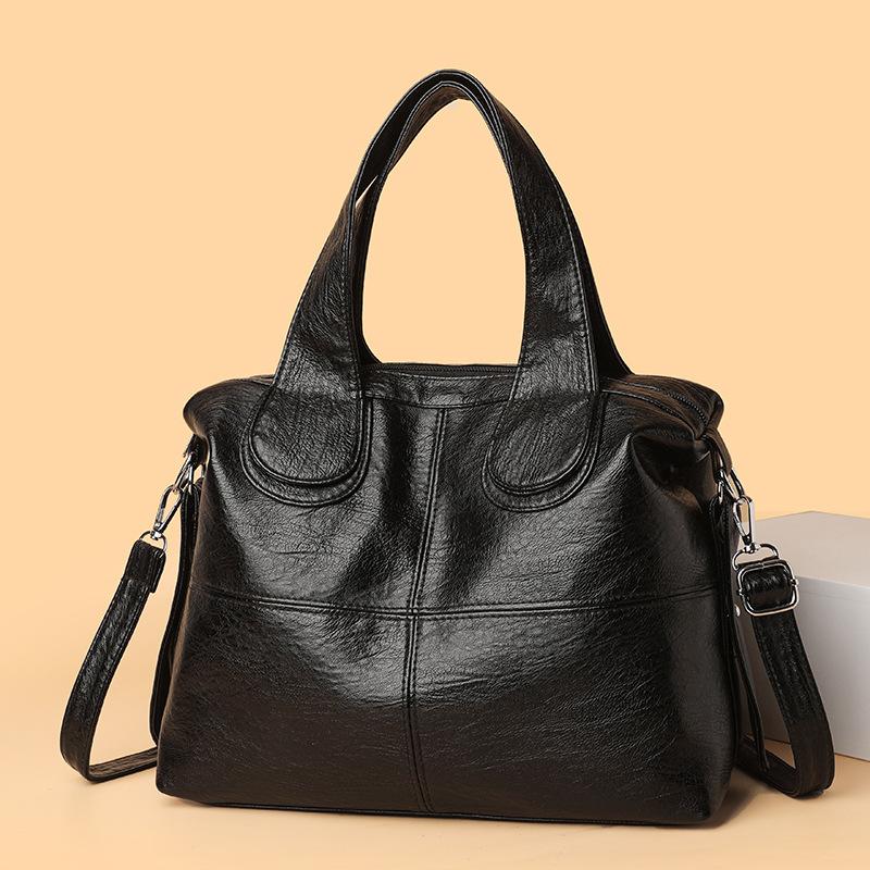 Large Capacity Multi-layer Cross-body Bag with Soft Leather Tote Mother Bag