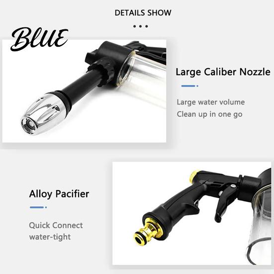 Car Wash Hose Nozzle Garden with Foam Cannon 3 Spray Modes High-Pressure Yard Cleaning Nozzle Heavy Duty Booster for Washing Outdoor
