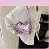 Fashionable Quilted Underarm Bag For Women Stylish Embroidered Shoulder Handbag In Silver Blue Pink And Raspberry