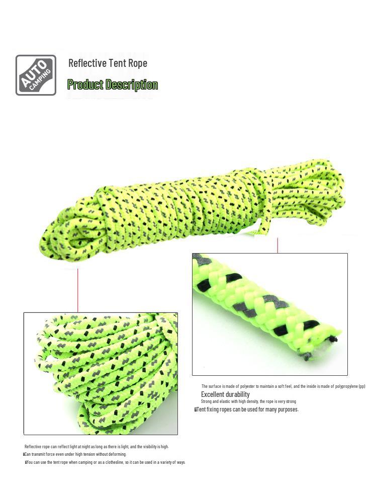 CLS High Visibility Reflective Rope 50m, 4mm, Durable Polypropylene for Outdoor Tent and Tarp Use
