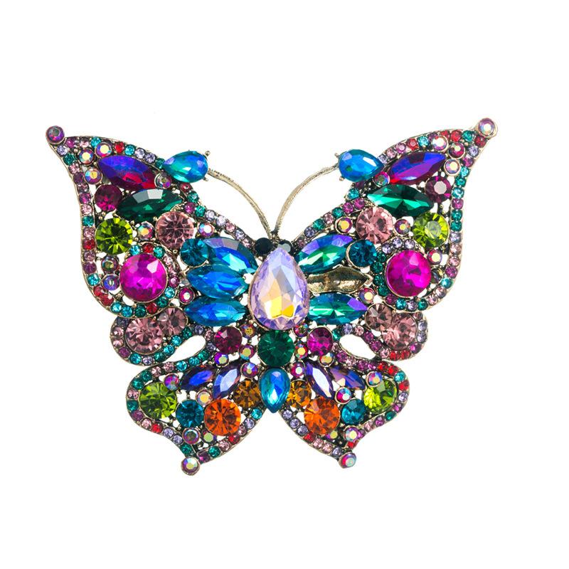 SKEDS Women Luxury Full Rhinestone Butterfly Brooches Pins Vintage Classic Crystal Insect Series Pin For Lady Party Jewelry