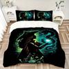 3pcs Witch & Dragon Fantasy Art Printed Quilt Set - Includes 1 Quilt Cover and 2 Pillowcases, Machine Washable - Suitable for All Seasons.S101
