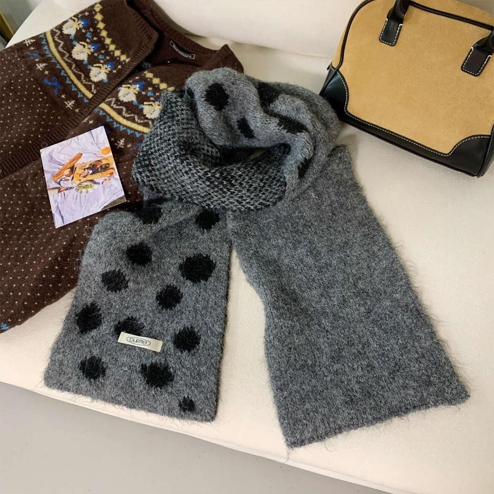 Soft Plush Knitted Scarf Warm Neckerchief Scarf Versatile Wool Blend Scarf Women