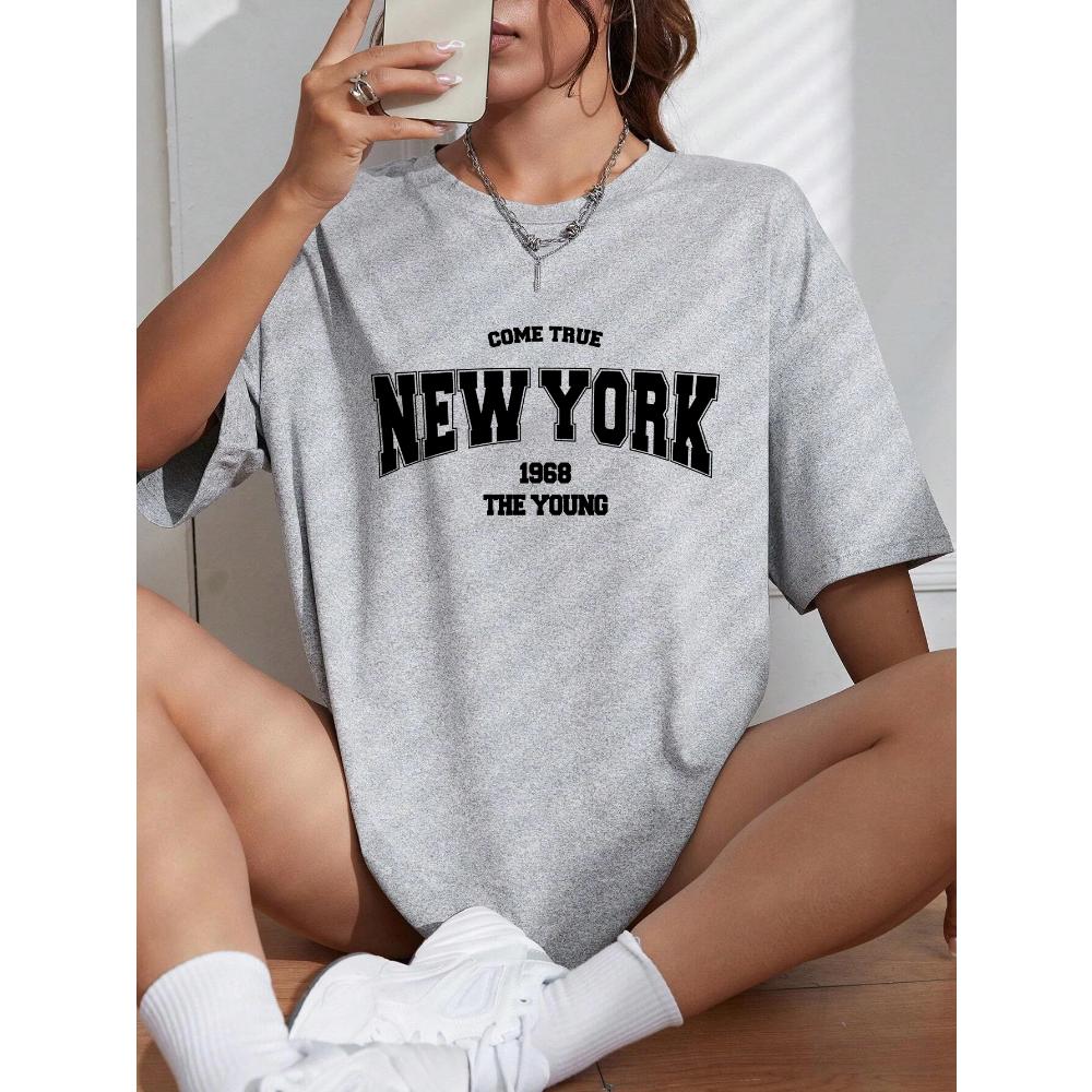 When 1968 The New York Is Young  Woman Tshirts Oversize Daily Tshirts Creativity Streettshirt Individual Casual Clothes