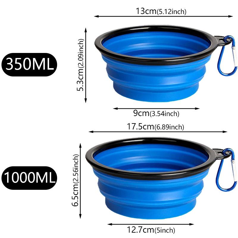 350/1000ML Pet Folding Silicone Bowl Dog Food Bowl Water Travel Portable Bowl Universal Food Bowl for Cats and Dogs Water Bowl