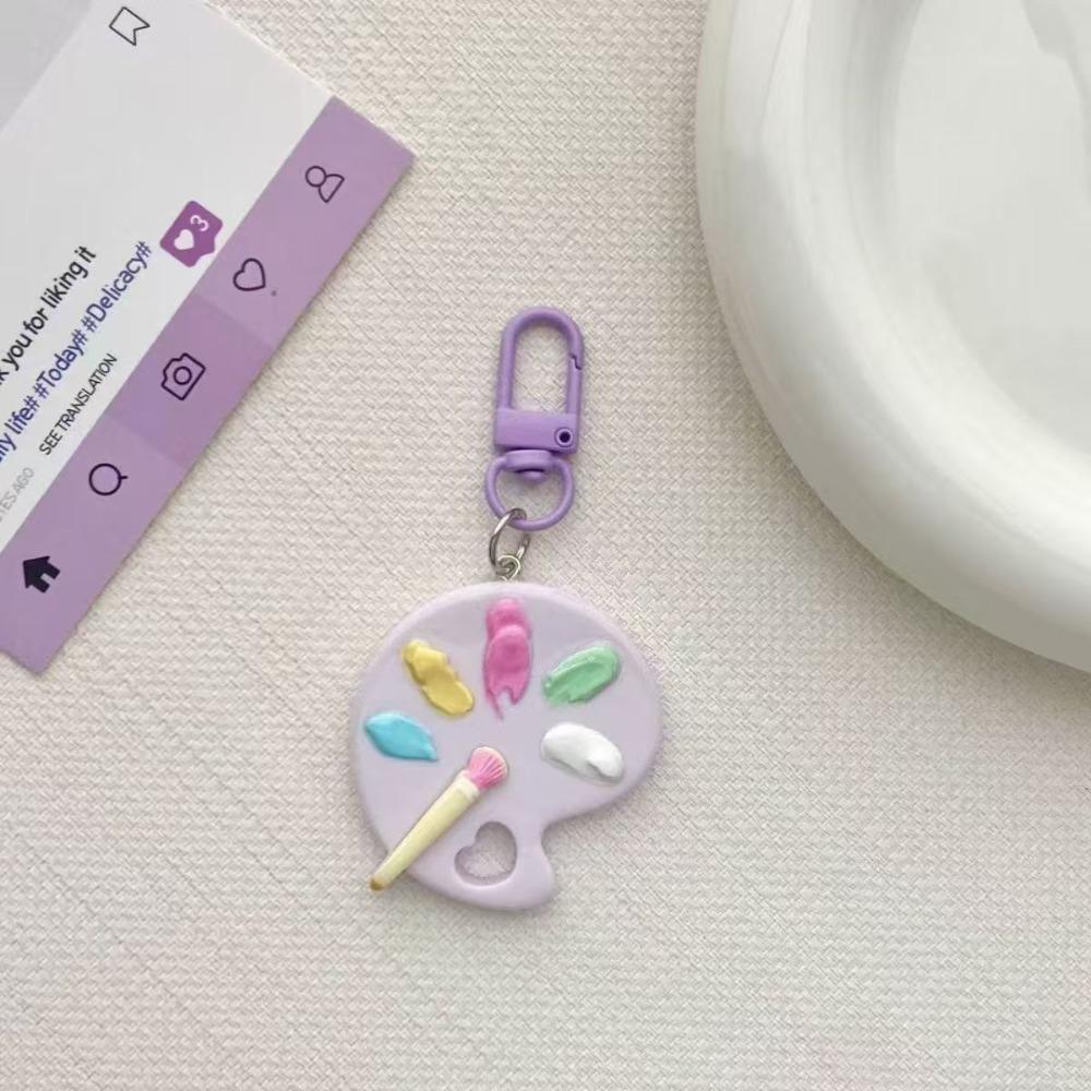with Paintbrush Artist Palette Palette Paintbrush Keychain Resin Keychain Pendant  Bags Backpacks