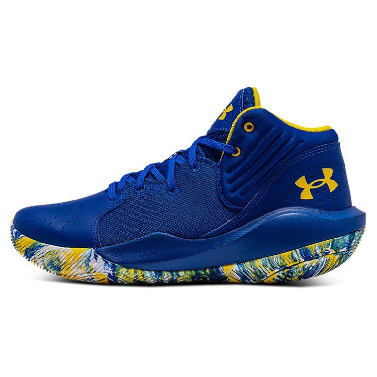 Under Armour Jet 21 Comfortable Lightweight Slip Resistant Durable Breathable Mid Top Basketball Shoes Men sneaker Royal-Blue 3024260-400