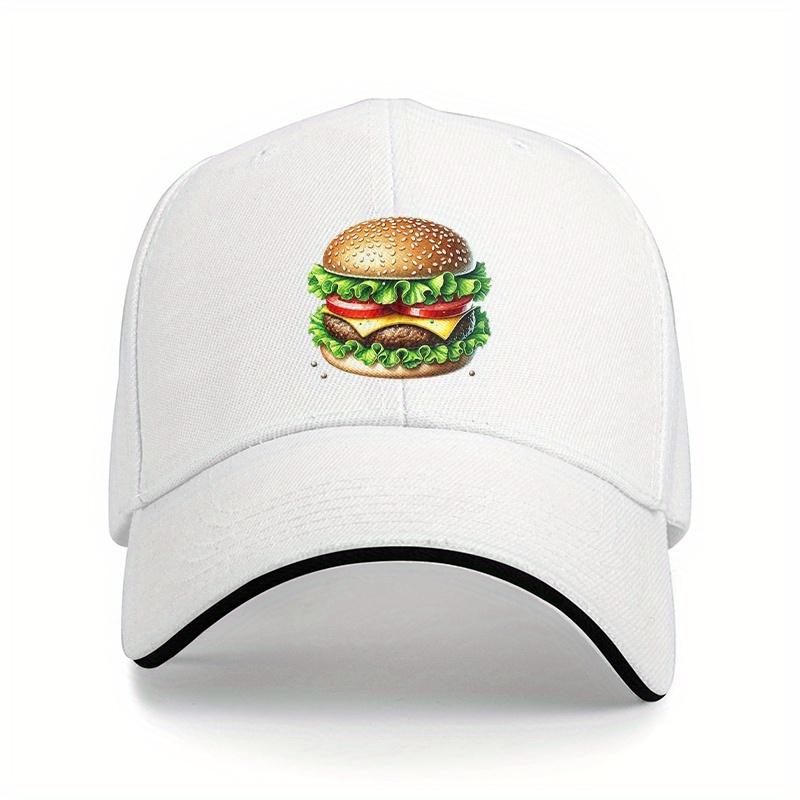 Hamburger Graphic Baseball Cap Adjustable Polyester Outdoor Casual Unisex Dad Hat