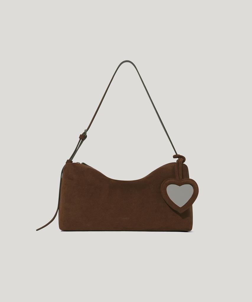 Ovhee Heart Suede Mirror Charm_Chocolate