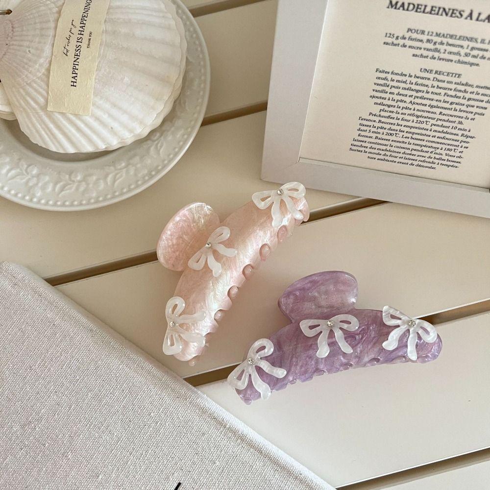Barrette Bowknot Hair Clip Ballet Zircon Hairpin Personalized Acetic Acid Shark Clip  Streetwear
