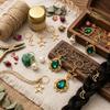 Bohemian Style Green-Gem Pearl Hair Ring with Moon Star Pendant for Women Retro Sweet Wreath Headwear