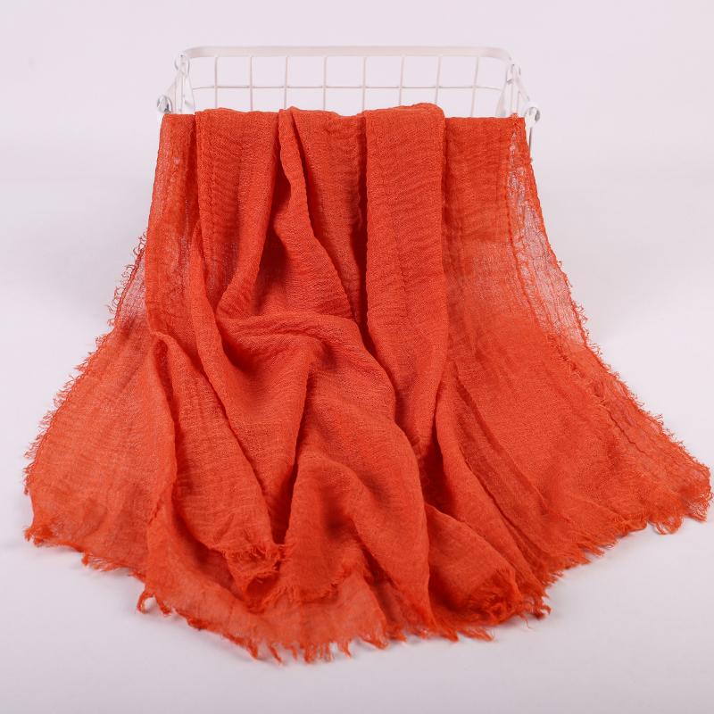 Ramadan Cotton Crinkle Headband Veil Scarves Women Solid Color  Head Wraps Long Scarves Turban Headband Muslim Fashion Headscarf