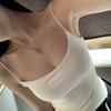 Women's Spicy Girl White Cotton Camisole with Chest Pads - Versatile Base Layer Tank Top for Summer