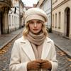 Stylish French Style Beret Knitted Hat for Women, Winter Warm Painter Cap, Fleece Fashionable Solid Color Lined, Cozy Artist Cold Weather Weekend