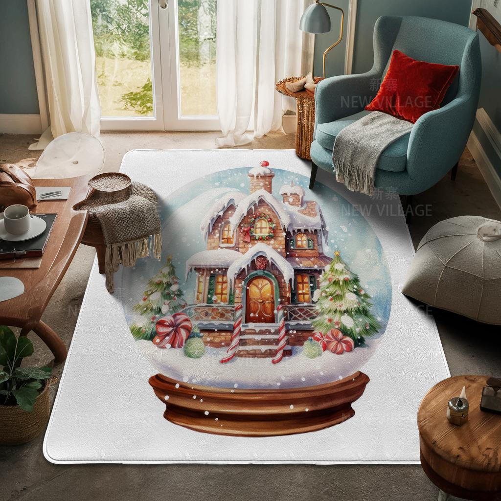 House Entrance Carpet Home Door Mat Living Room Bath Foot Bathroom Non-slip Water Absorption Rugs Bath Merry Christmas Winter