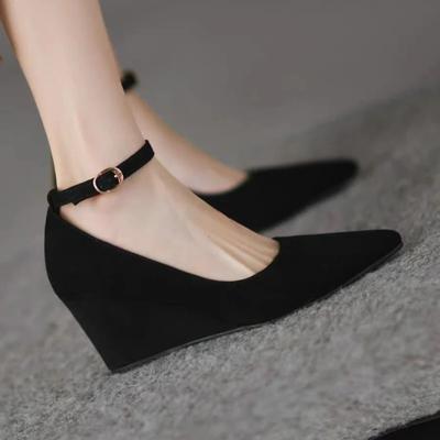 Fashion Wedges Shoes for Women 2024 Autumn New Casual and Fashionable Women's High Heels Comfortable and Versatile Pointed Toe Pumps