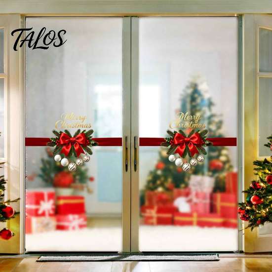 Durable Winter Holiday Decals Gold Merry Christmas Window Clings, Decorative PVC for Reusable Glass Decor Home Decor, Waterproof Removable Stickers