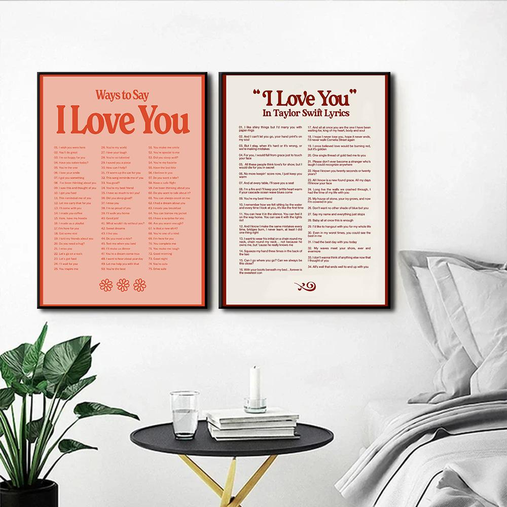 Ways To Say I Love You Canvas Painting Lyrics Poster Nordic Wall Art Retro Music Quotes Picture Print for Living Room Home Decor