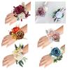 Elegant Wrist Flower For Bride Bridesmaid Fabric Artificial Rose Wrist Corsage Wedding Accessory Formal Event Decoration