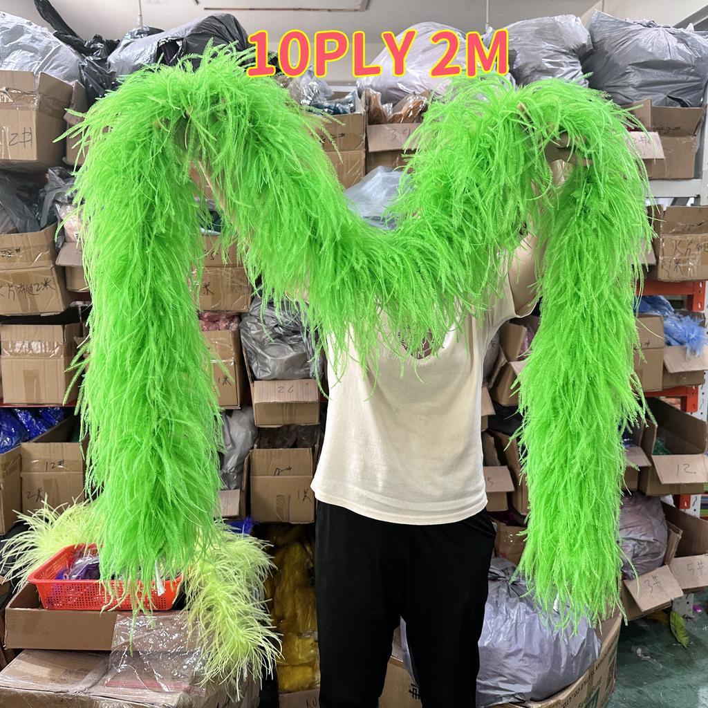 DIY 1/2/3/6/10 Ply Natural White Ostrich Feathers Boa Trim for Craft Wedding Party Festival Clothing Decoration Plumes Shawl 2M