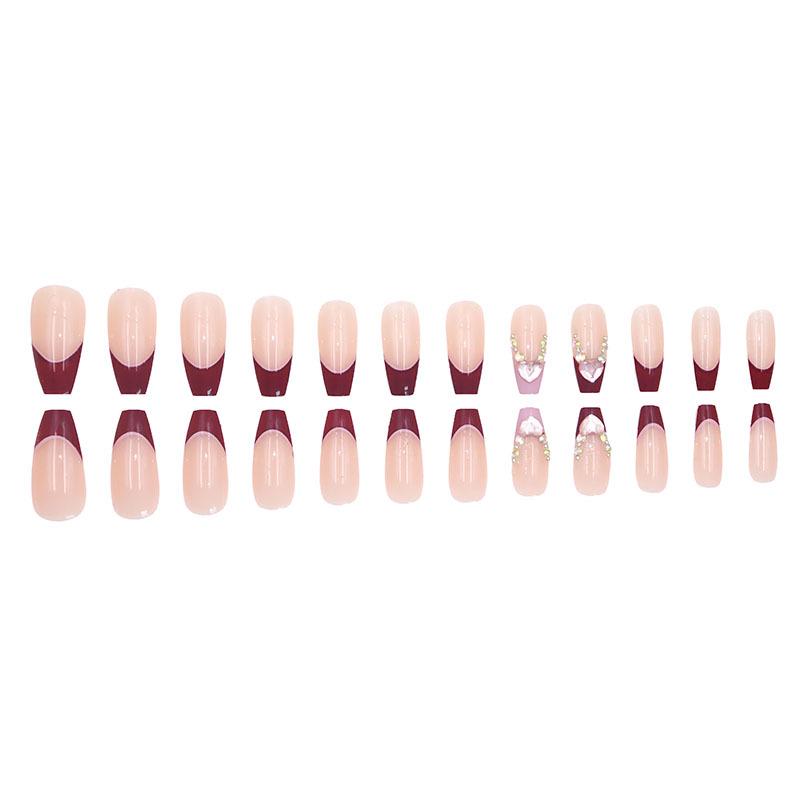 Summer Fresh Peach Heart Ombre Nail Art with Diamond Accents