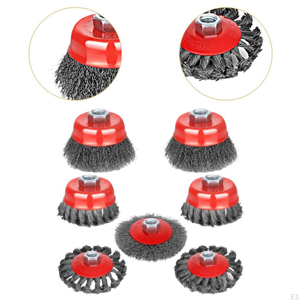 7 Pieces Angle Grinder Wire Wheel Brush Cup Set with Threaded Arbor Easily Install Accessories