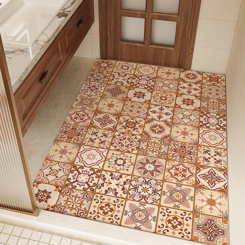 Bathroom Mat Absorbent Quick-drying Carpet Diatom Mud Anti-slip Rug Toilet Door Mats Large Area Retro Style Decorative Carpets