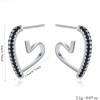 Heart Hoop Earrings with Black Zirconia Accents, Minimalist Ear Stud Design, Hypoallergenic Jewelry for Women