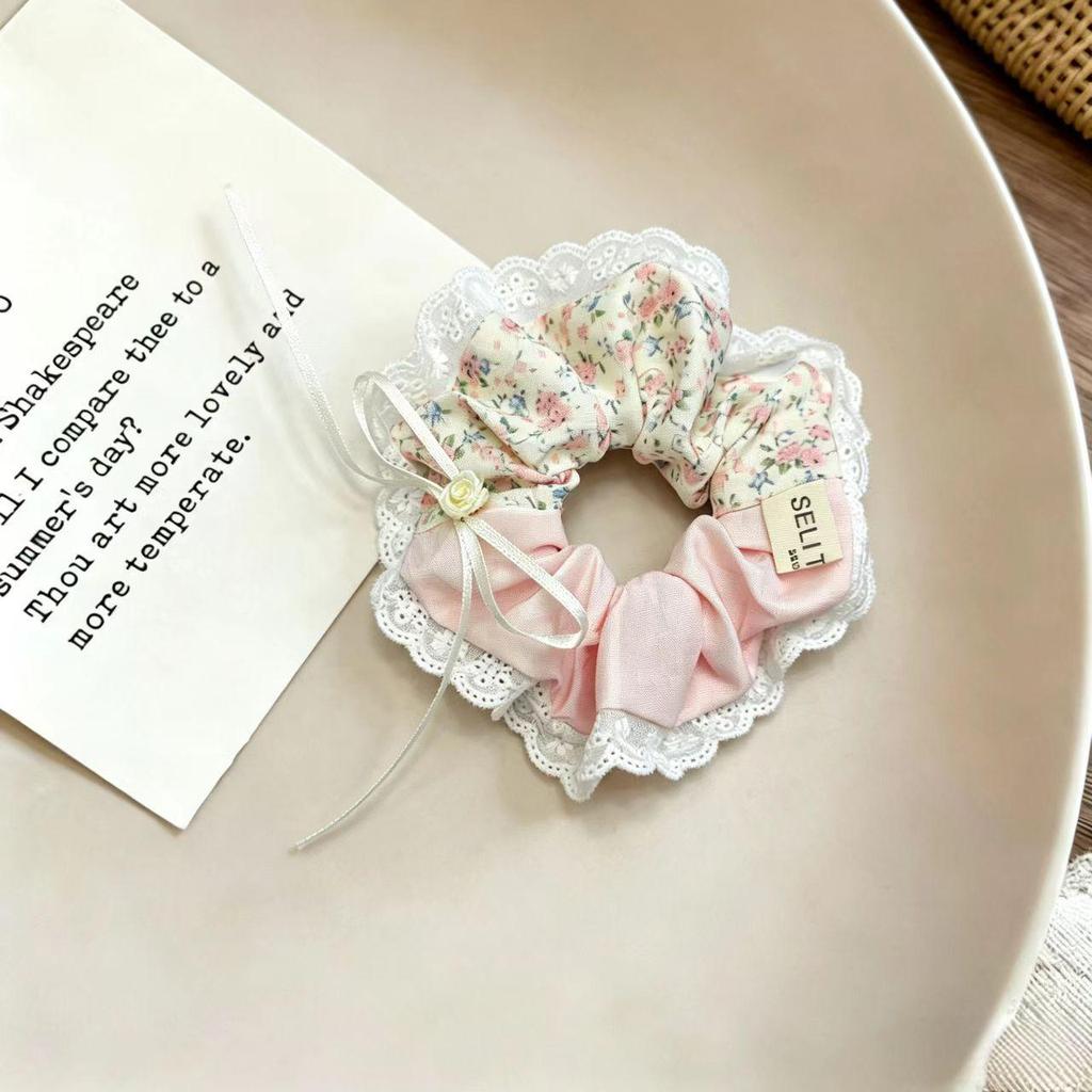 Korean Style Small Floral Hair Tie for Women - High-End 2026 Hair Accessory for Ponytails and Buns.