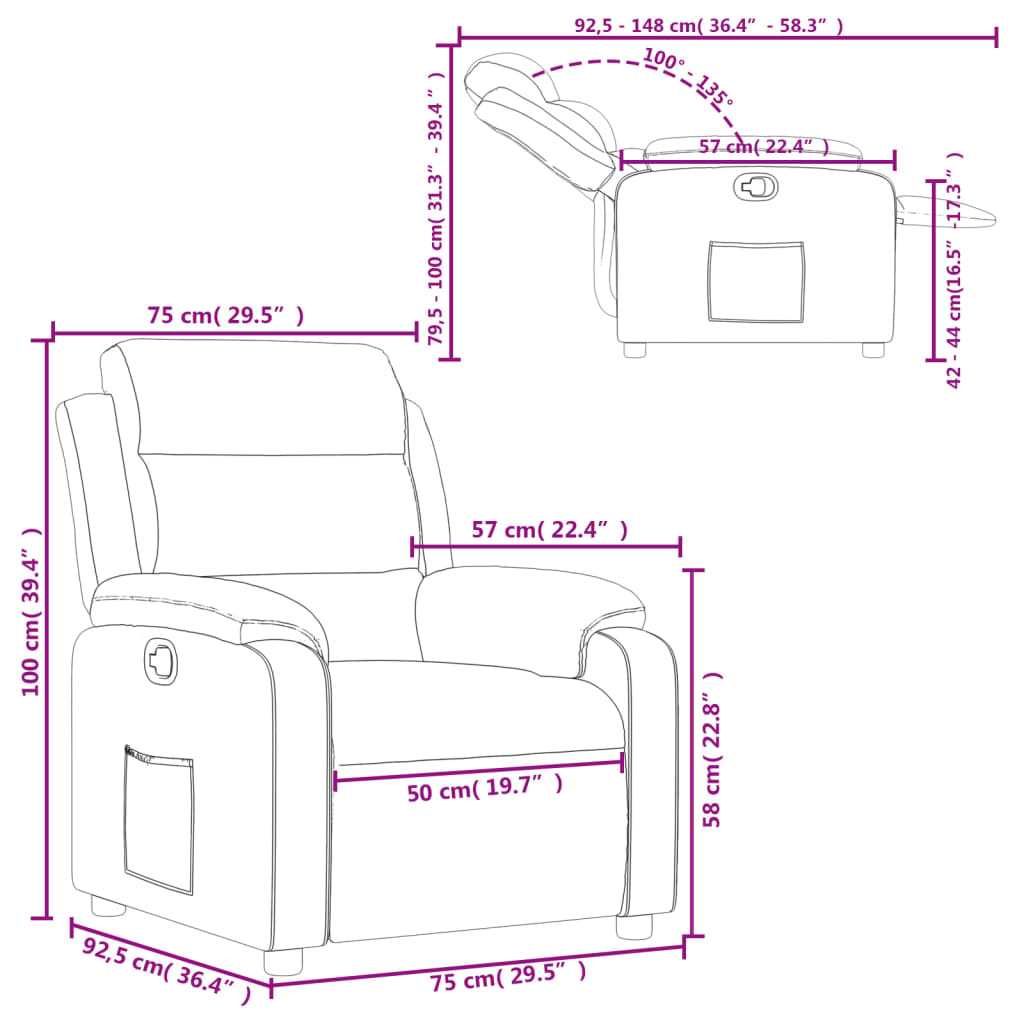 Relaxation Armchair in Burgundy Artificial Leather